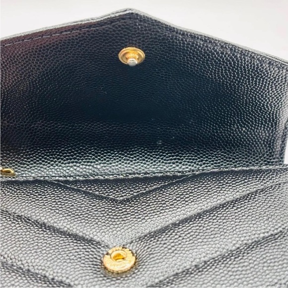 Yves Saint Laurent Black Chevron Wallet with Gold Logo - Picture 11 of 13